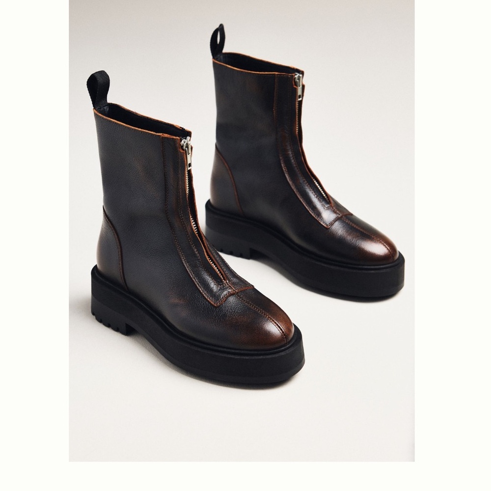 anthropologie zip up lug sole moto ankle boots